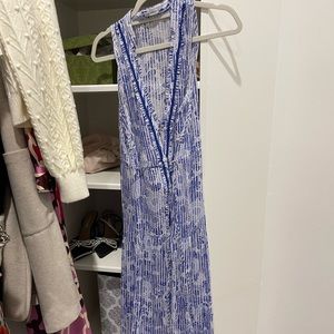 Poupette St Barth Blue Begonia Nana V Neck Midi Dress size Medium
